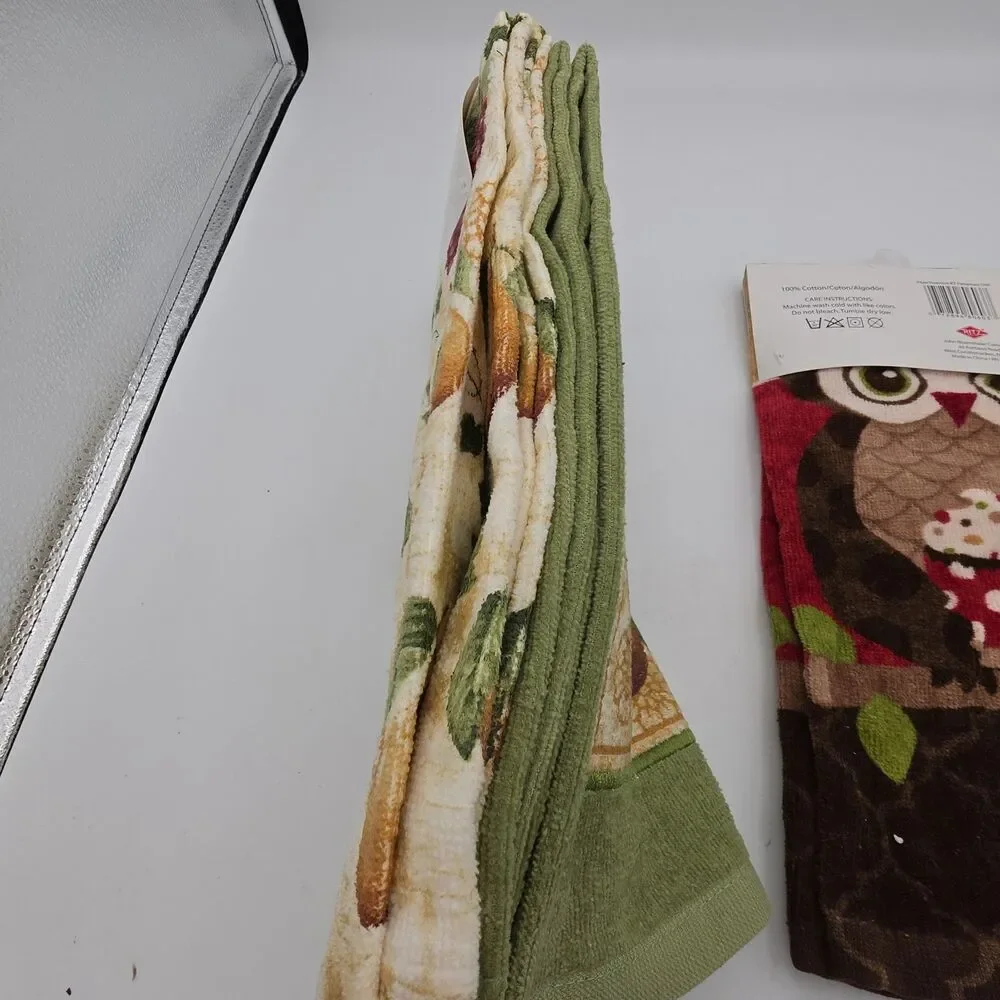 Lot of 5 New Kitchen Towels Better Homes & Gardens KitchenWears Owl Cotton NWT